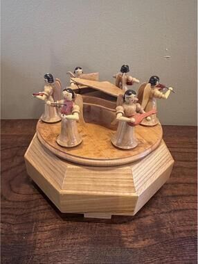 Wooden Erzgebirge Germany Angel Music Box